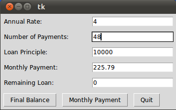 Loan calculator in Python and Tkinter